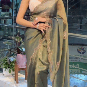 party wear new collection designer chiffon Two-Tone organza stone sarees