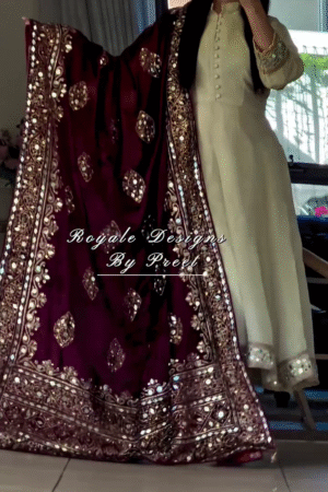 Festive Flair Anarkali Solid Gown with Heavy embroidery Dupatta