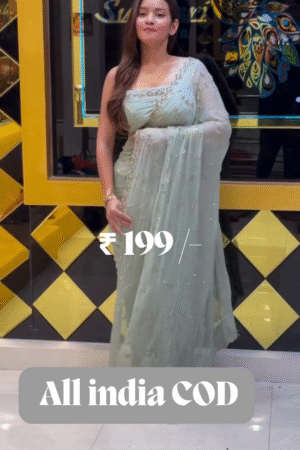 Buy Sky Blue Stonework Georgette Saree