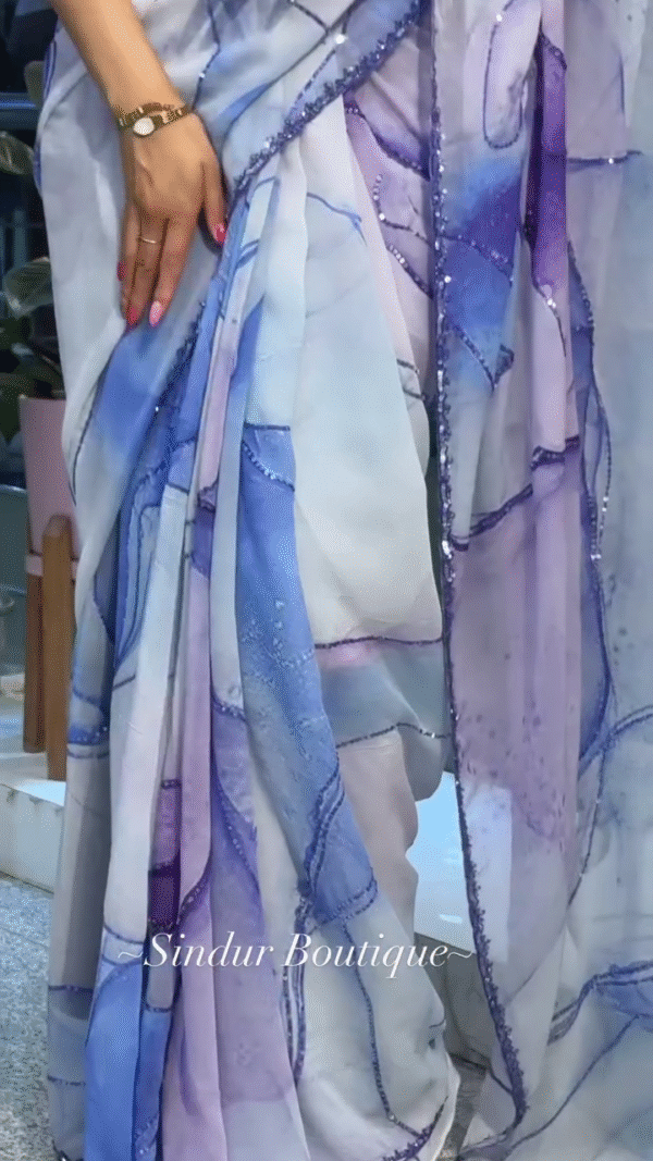 new oraganza saree with separate blouse piece - Image 4