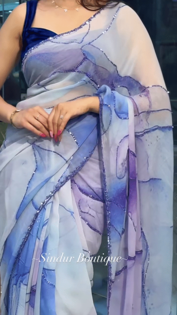 new oraganza saree with separate blouse piece - Image 3