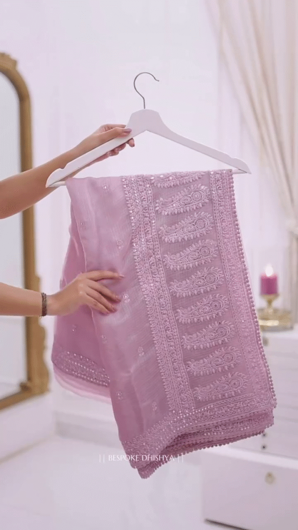 DESIGNER LOOK PINK COLOR KOTA CHEX SAREE - Image 5