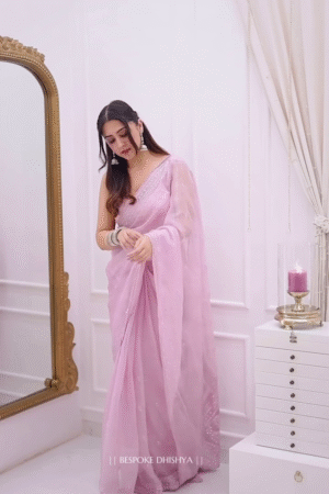 DESIGNER LOOK PINK COLOR KOTA CHEX SAREE