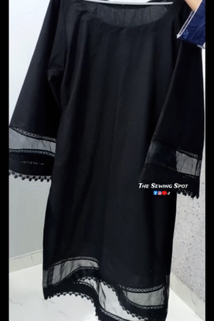 Women  black Simple Sleeve Lace Work Top