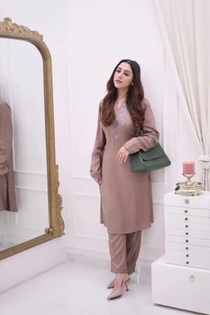 Women’s Floral Embroidered Viscose Rayon Kurta Palazzo Set with Notch Neck – Festive & Casual Chic