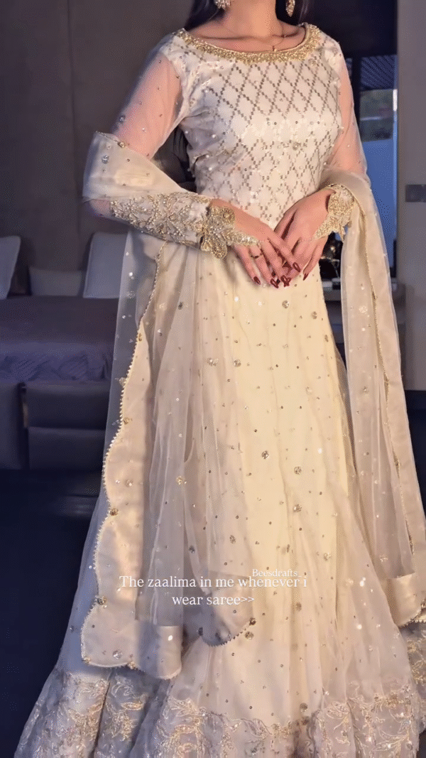 White Chanderi Silk Organza Saree With Blouse - Image 7