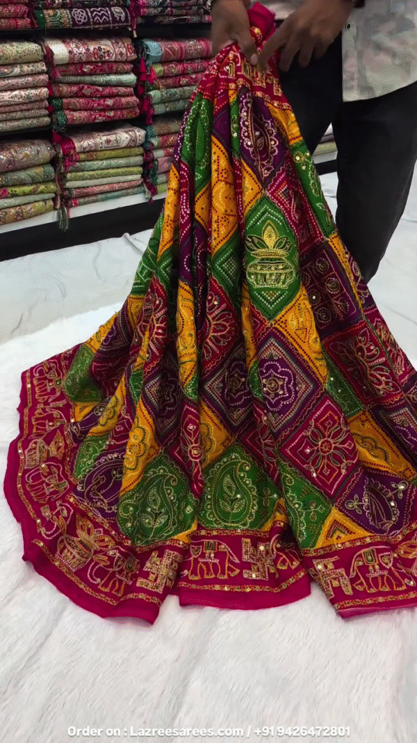 Beautiful Maroon Red Traditional Wedding Saree - Image 5