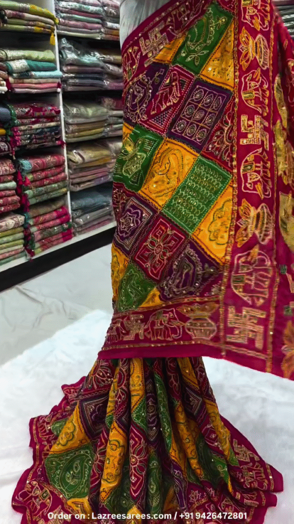 Beautiful Maroon Red Traditional Wedding Saree - Image 4