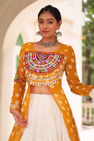 Pure Georgette Bandhani Print Work Navratri Lehenga Choli