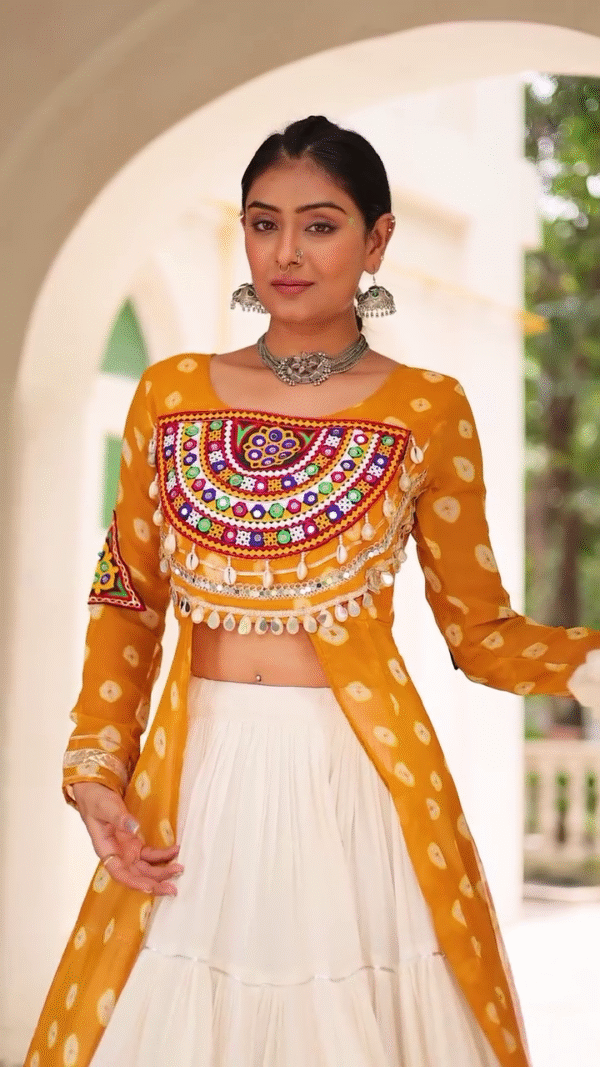 Pure Georgette Bandhani Print Work Navratri Lehenga Choli